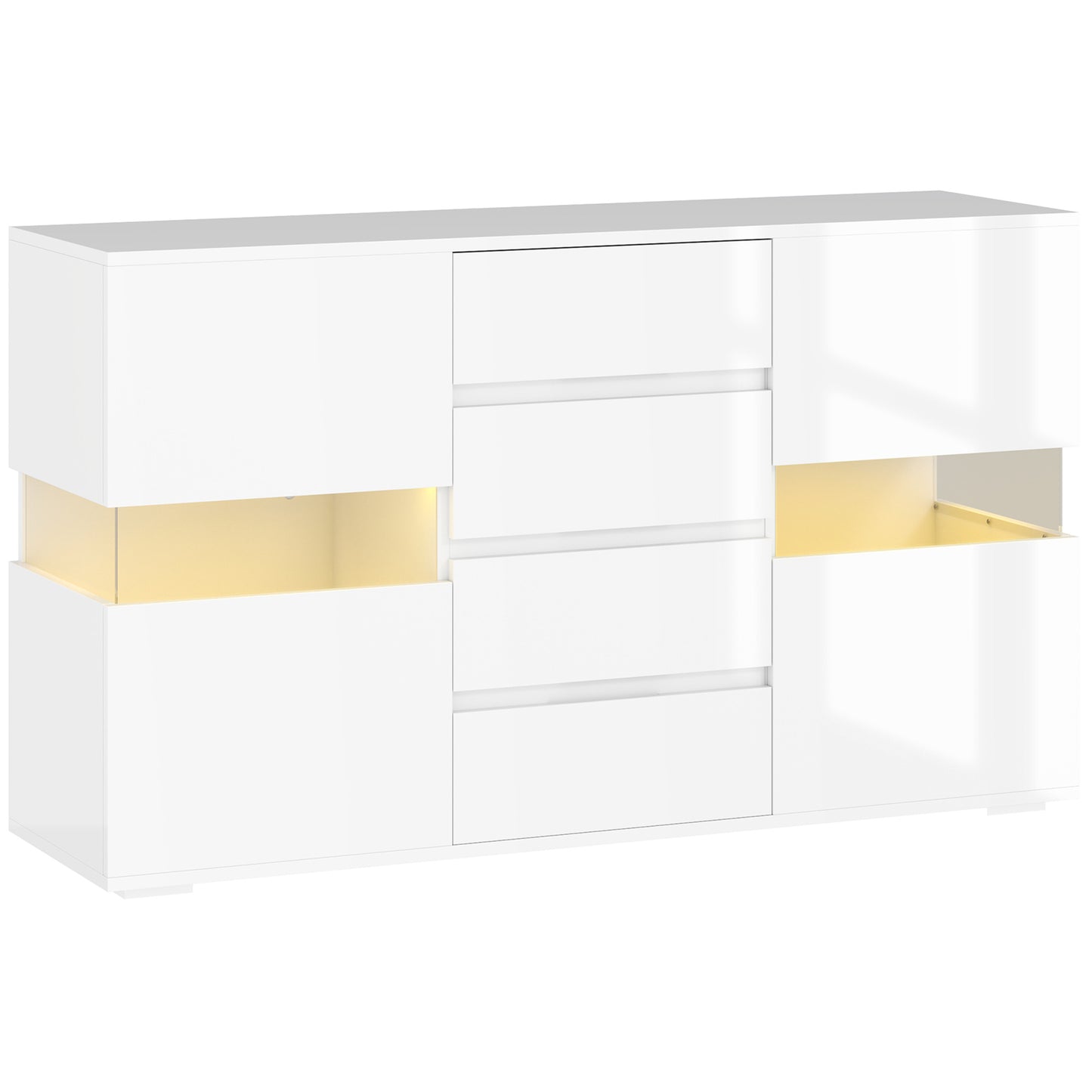 LED Light Sideboard Unit Cabinet - High Gloss White