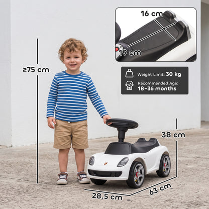 Porsche Licensed Kids Ride-On Push Car | Headlights | Horn & Start-Up Sound | Steering Wheel | PP Body | 30kg | Ages 18-36 Months | 75cm+ | 63x28.5x38cm | White / Pink / Black