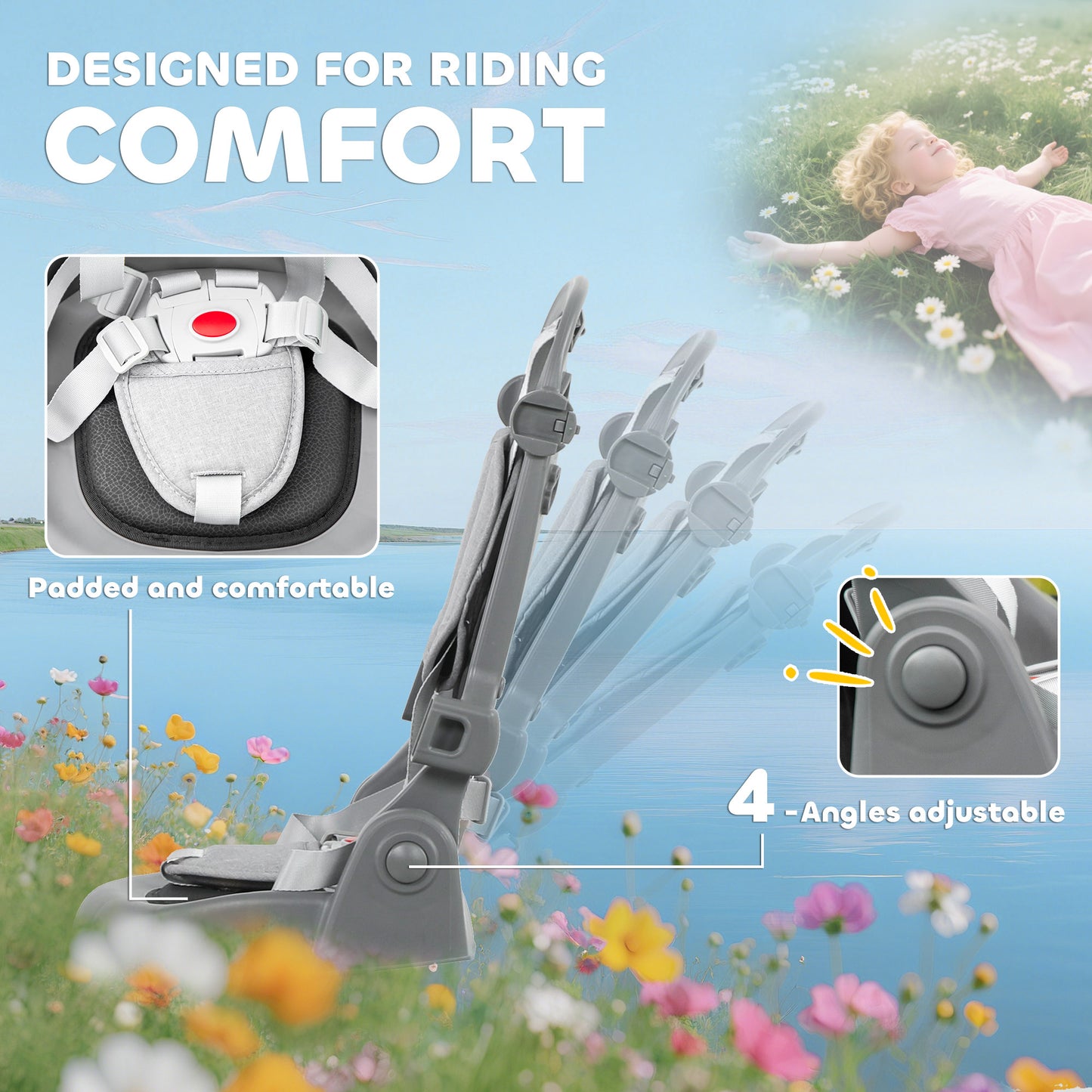 AIYAPLAY 6 in 1 Foldable Kids Trike with Adjustable Parent Handle & Canopy for Ages 1-5, Grey / Black / Pink