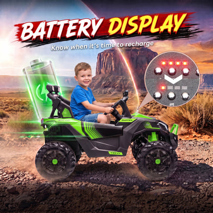 AIYAPLAY 24V 2-Seater Electric Ride-On UTV | Dual 120W Motors | Parent Remote & Suspension | LED Lights & USB Music | Green, Black or Pink | Ages 3–8