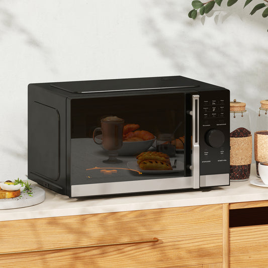 23L 800W Microwave Oven, Digital Solo with 10 Power Levels, Automatic Defrost, 8 Auto Cook Menus, 60 Minutes Timer, Eco Mode - Black