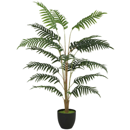 Artificial Fern Tree | 120cm | 20 PEVA Fronds | Soft-Touch | Shapeable Stems | Cement Pot | Soil Effect | No Maintenance | Green