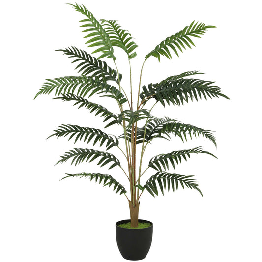 Artificial Fern Tree | 120cm | 20 PEVA Fronds | Soft-Touch | Shapeable Stems | Cement Pot | Soil Effect | No Maintenance | Green