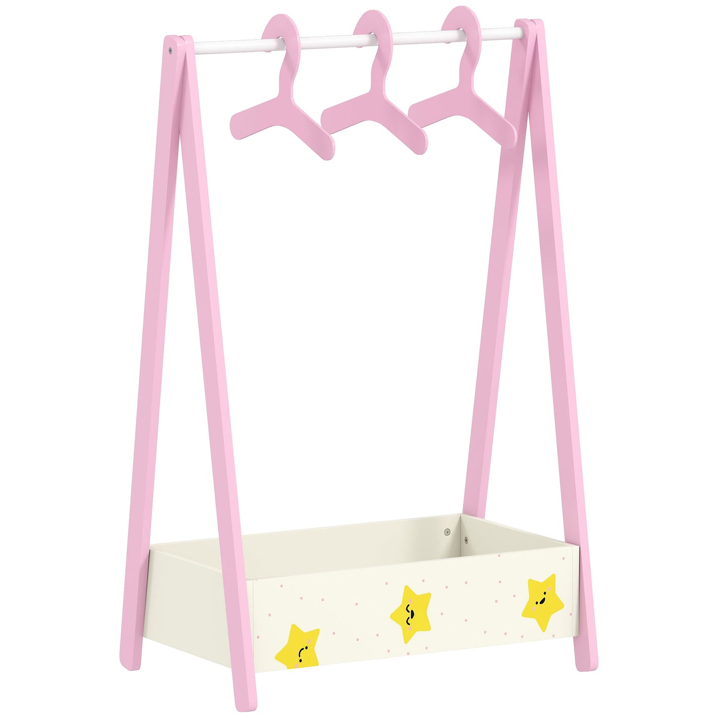 AIYAPLAY Baby Clothing Rack with Hangers, Storage Shelf for Bedroom, Leaf Theme, for Ages 3-6, Green / Pink
