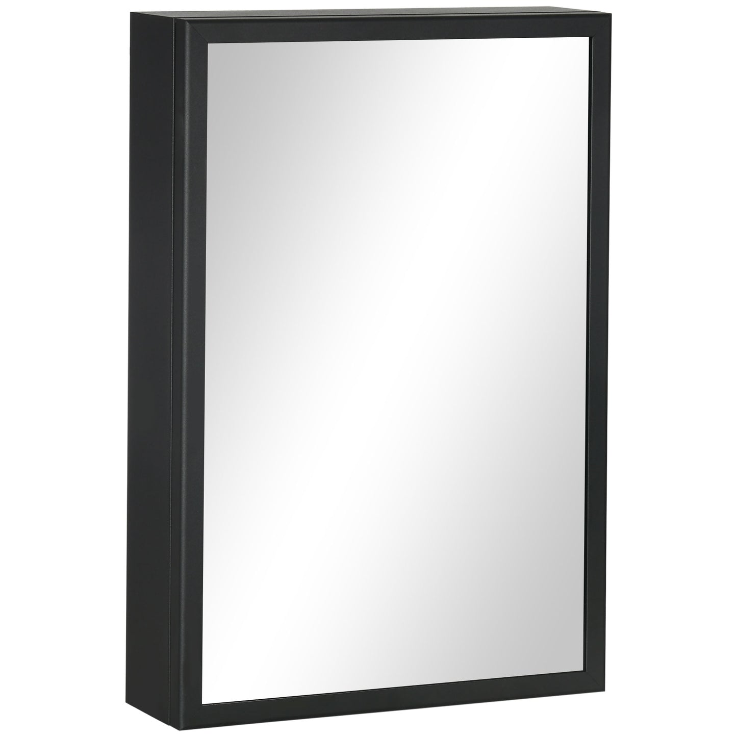 Kleankin Bathroom Cabinet with Mirror, Wall Mounted Bathroom Mirror Cabinet with Storage Shelves, 40 x 12 x 60 cm, Black