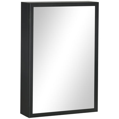 Kleankin Bathroom Cabinet with Mirror, Wall Mounted Bathroom Mirror Cabinet with Storage Shelves, 40 x 12 x 60 cm, Black