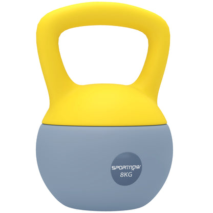 SPORTNOW Soft Kettlebell, 8kg Kettle Bell with Non-Slip Handle for Home Gym Weight Lifting and Strength Training, Yellow and Grey