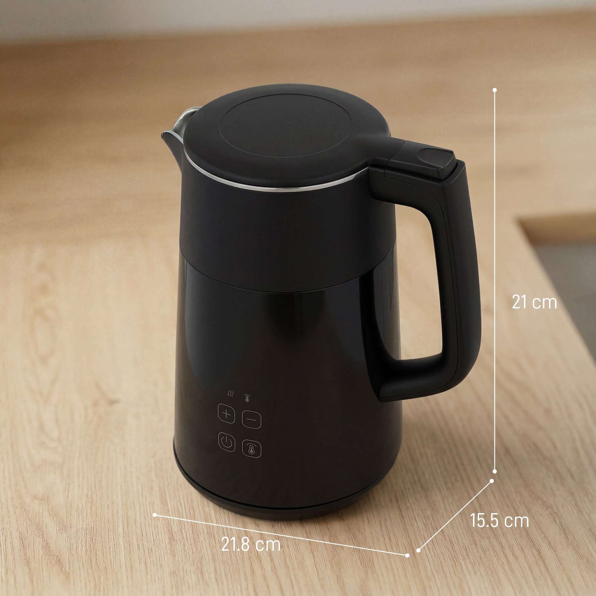 1.7L Electric Kettle | 3000W | 7 Temperature Settings 40-100°C | 2hr Keep-Warm | 304 Stainless Steel PTFE-Free | Boil-Dry Protection | Auto Shut-Off | 360° Swivel Base | Black