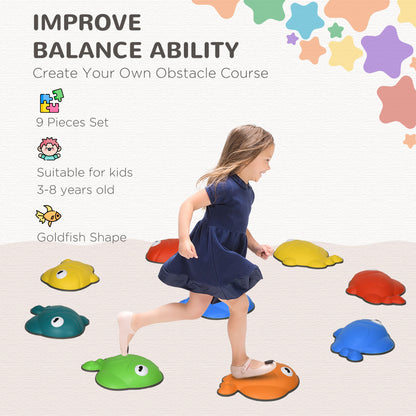 AIYAPLAY 9 Piece Balance Stepping Stones Kids for Sensory with Non-slip Edge, Stackable Outdoor Indoor Obstacle Course