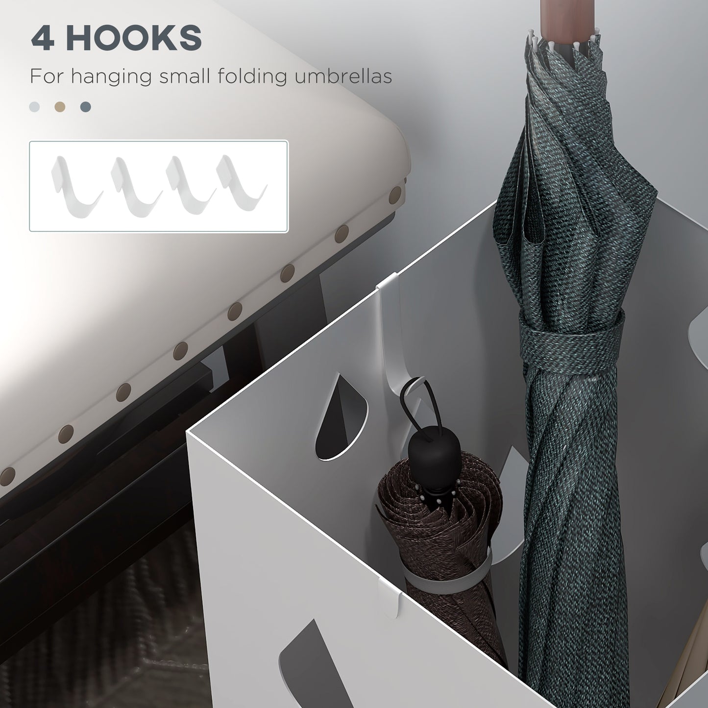 Six-Umbrella Steel Holder Rack Organiser Unit Stand - White