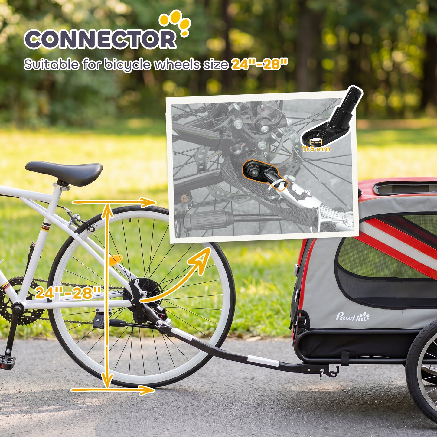 2-in-1 Dog Bike Trailer & Stroller | Mesh Windows | Plastic Curtain | Safety Harness, Flag & Reflectors | Foldable Quick-Release Wheels | Dogs up to 20kg | Red