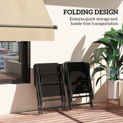 Outsunny Set of Four Folding Outdoor Garden Chairs - Black