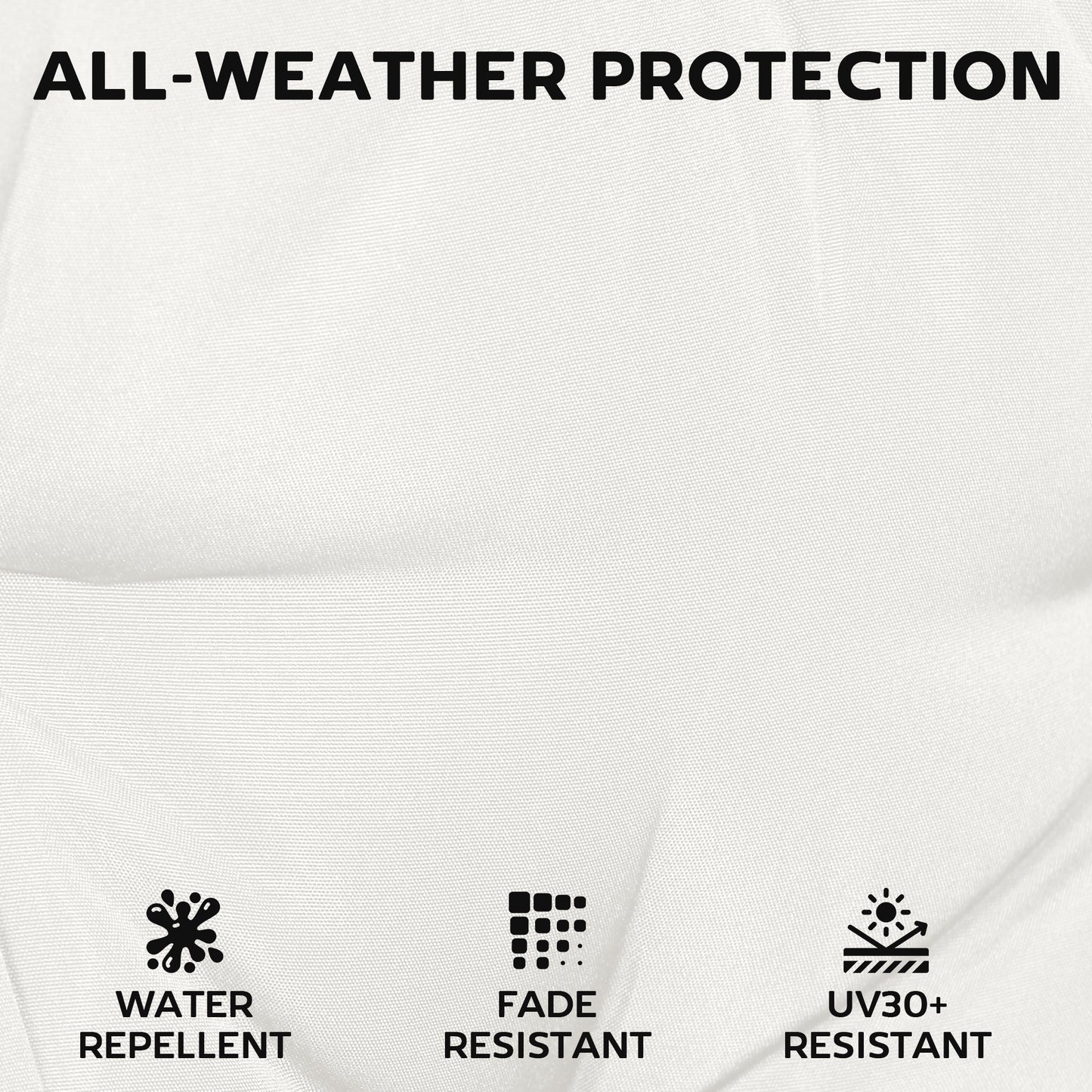 Set of 2 Garden Seat Cushions | 7cm High Density Foam | 50x50cm | Water Resistant | UV30+ | Fire Retardant | Zip Off Covers | Securing Ties | Cream White