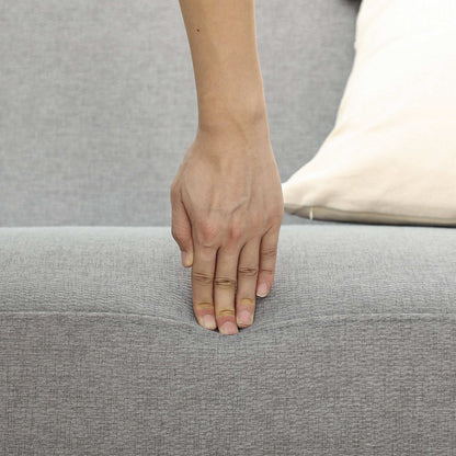 Retro Vintage Style Velvet Feel Fabric 2 Seater Sofa, Small Sofa Loveseat with 21cm Thick Padding and Wood Legs, Grey