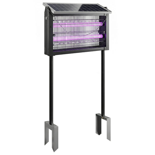 Solar Bug Zapper Outdoor | 3500V Electric Grid | UVA LED | Dusk-to-Dawn Auto | Solar & USB Charging | 80-100m² Coverage | Stake, Hang or Table | 4.3m Cord | 45x18x90cm | Black
