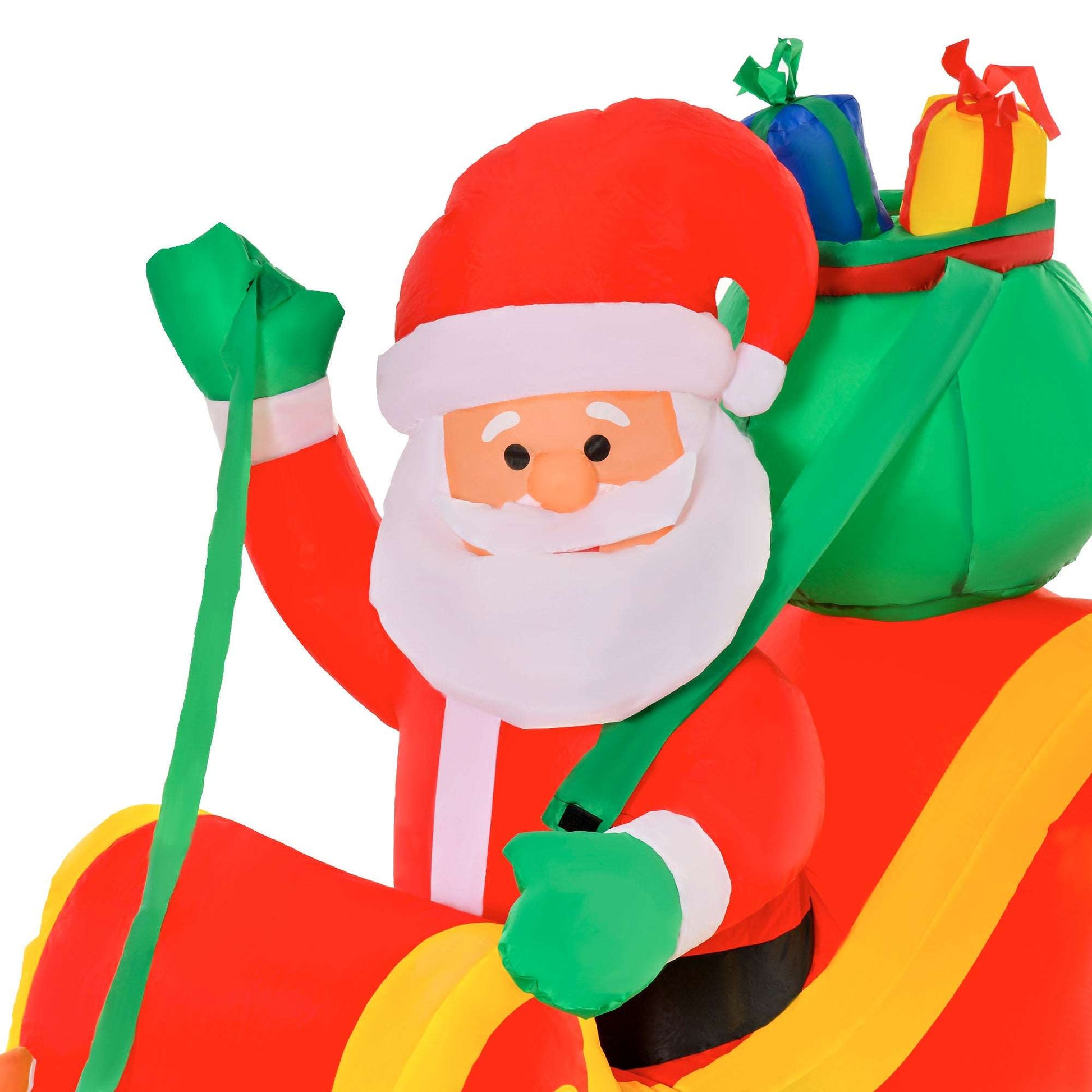 1.1m Christmas Inflatable Santa Claus on Sleigh, LED Lighted for Home Indoor Outdoor Garden Lawn Decoration Party Prop