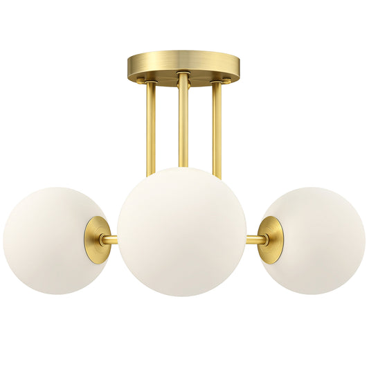 LED Ceiling Light with Globe Shades, Modern 3-Light Ceiling Light with G9 Sockets for Living Room, Bedroom, Dining Room, Bulbs Not Included, Gold Tone