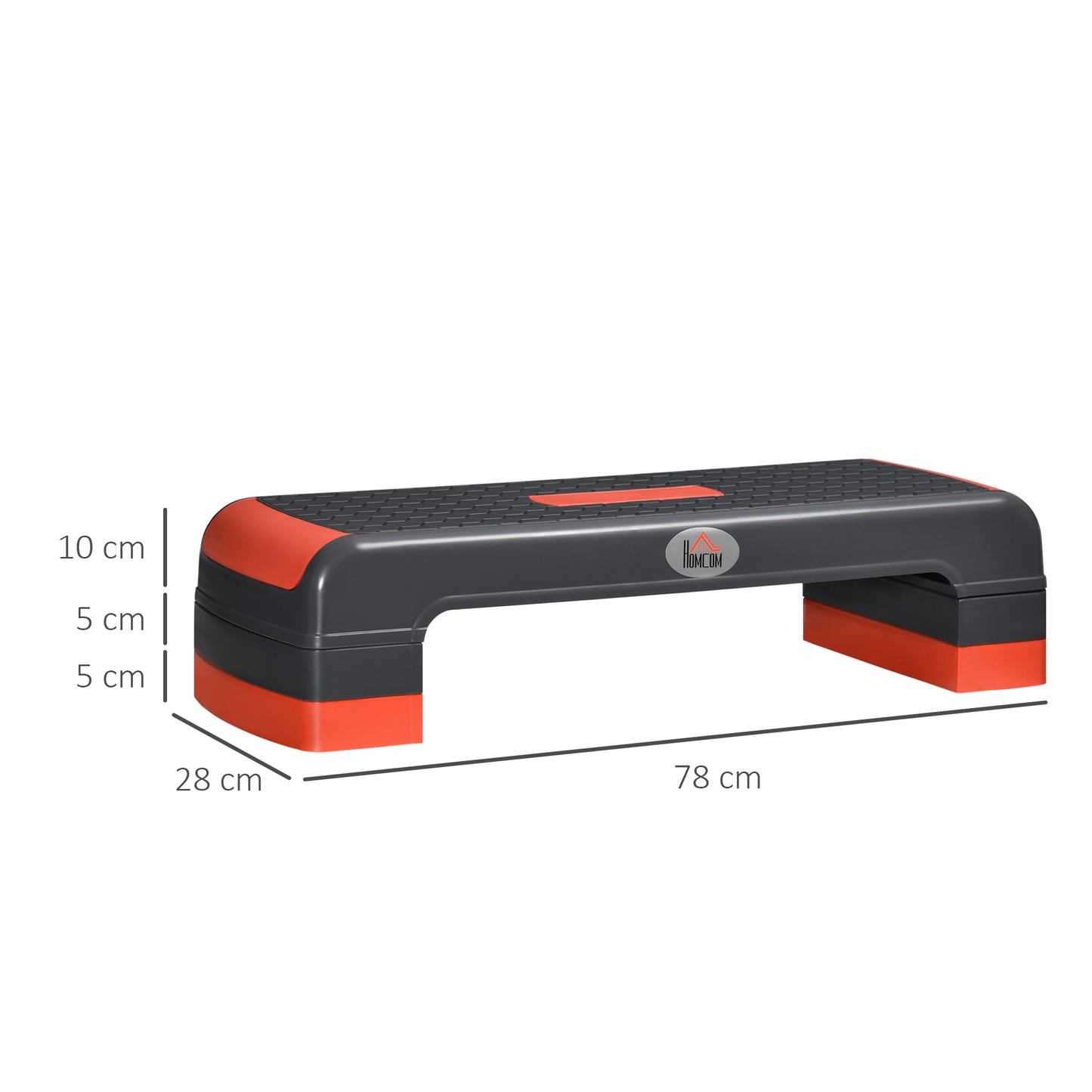 Aerobic Step, 10cm, 15cm & 20cm Height Adjustable Exercise Stepper for Exercise Workout, Nonslip Step Board Great - Grey and Red