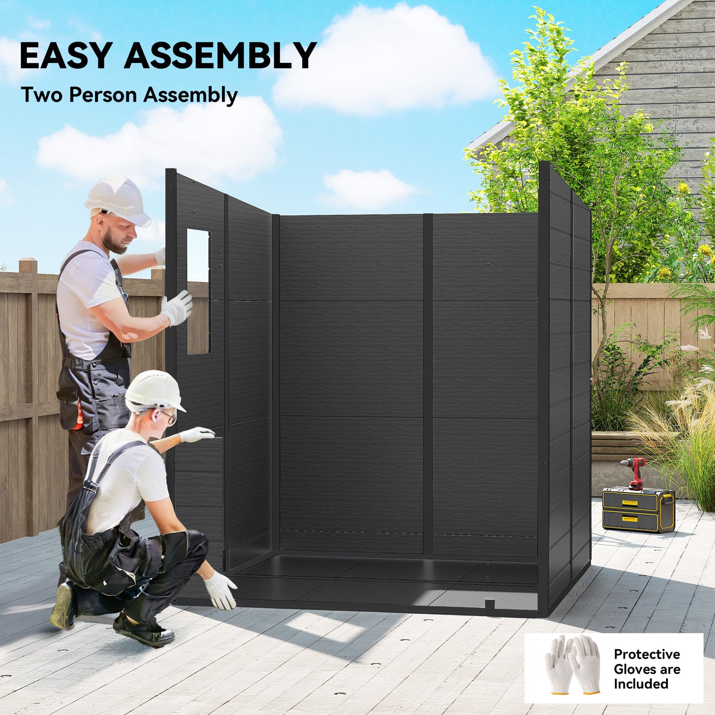 PP & Aluminium Garden Storage Shed with Floor | 3 Windows | Dual Vents | Double Doors | Lock & Keys | UV-Resistant | Water-Repellent | 40kg/m² Snow Load | 182x182x196cm | 2.89m² | Tools Bikes & BBQ | Dark Grey