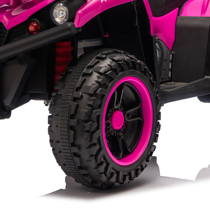 AIYAPLAY 12V Kids Electric Quad Bike | Pink Ride-On ATV with Dual Motors & Soft Start | Forward/Reverse, Music & Storage Racks | Ages 3–8 | 30kg Max