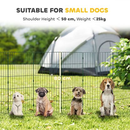 8 Panel Dog Playpen | 80cm Tall | DIY Shape | PE Coated Steel | Foldable | Outdoor Stakes | Medium Dogs up to 25kg | Green