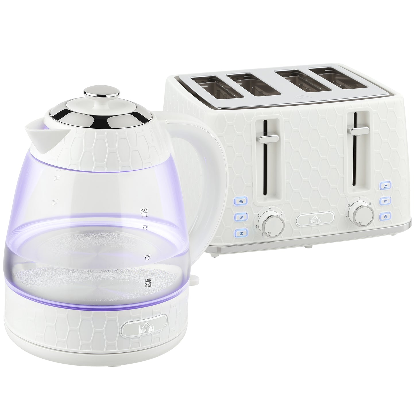 Kettle and Toaster Set, 1.7L 3000W Rapid Kettle with Strix Thermostat, 4 Slice Toaster with 7 Browning Controls, Cream