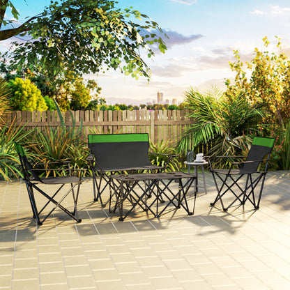 Outsunny Four-Piece Portable Camping Picnic Table Set - Green