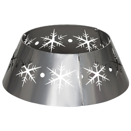 Christmas Tree Collar Base Cover 66cm with Hollow Snowflake Patterns, Decoration for Party, Holiday, Home, Silver