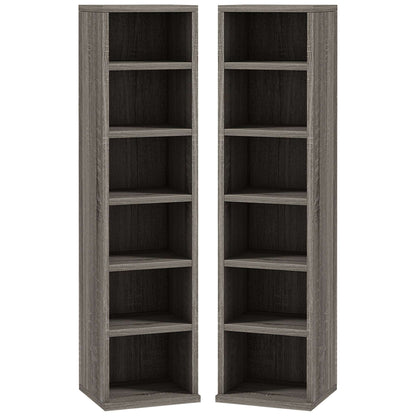 CD Media Display Shelf Unit Tower Rack with Adjustable Shelves, Set of 2