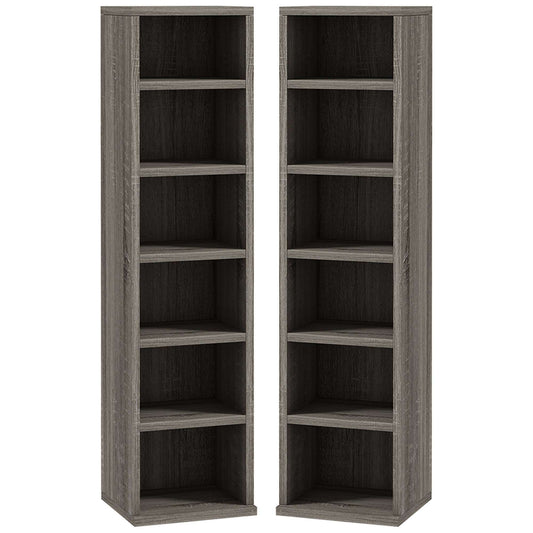CD Media Display Shelf Unit Tower Rack with Adjustable Shelves, Set of 2
