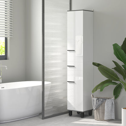 190cm Slim Bathroom Storage Cabinet - White
