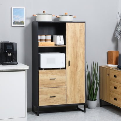 Tall Kitchen Cupboard, Freestanding Kitchen Pantry Cabinet with Adjustable Shelves, Drawers and Soft Close Door, 160cm