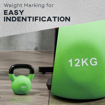 Soft Kettlebell, 12kg Kettle Bell with Non-Slip Handle for Home Gym Weight Lifting and Strength Training, Green