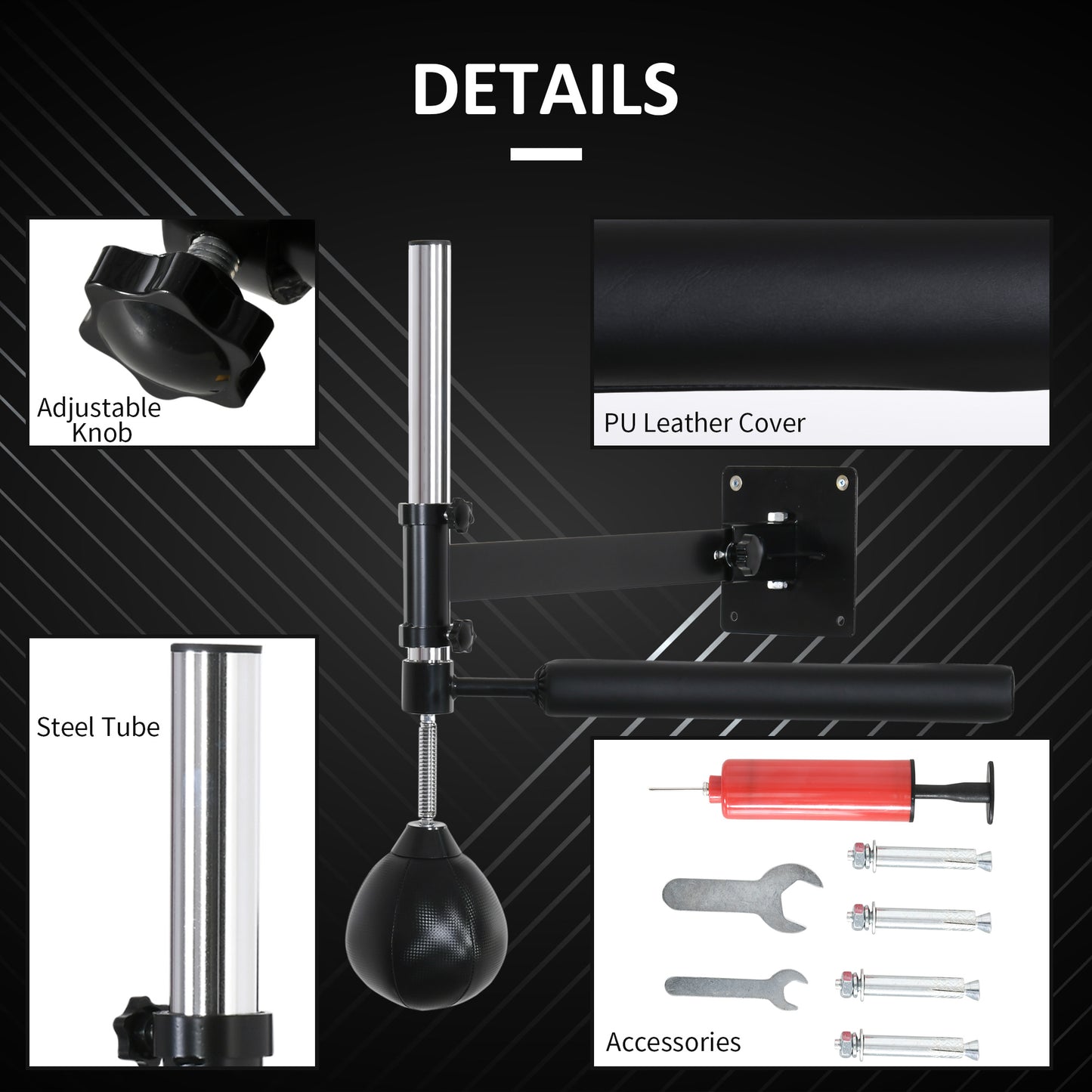 Wall Mount Height Adjustable Speed Bag Boxing, Height Adjustable Punching Bag, Training Kit