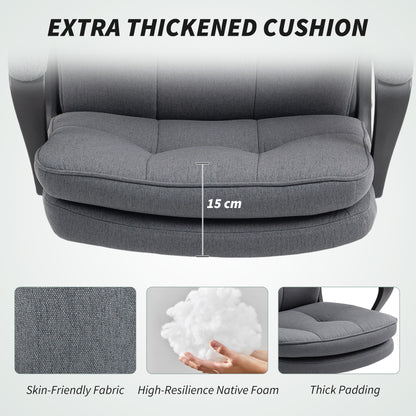 Double Padded Linen-Look Office Chair - Charcoal Grey/ Light Grey