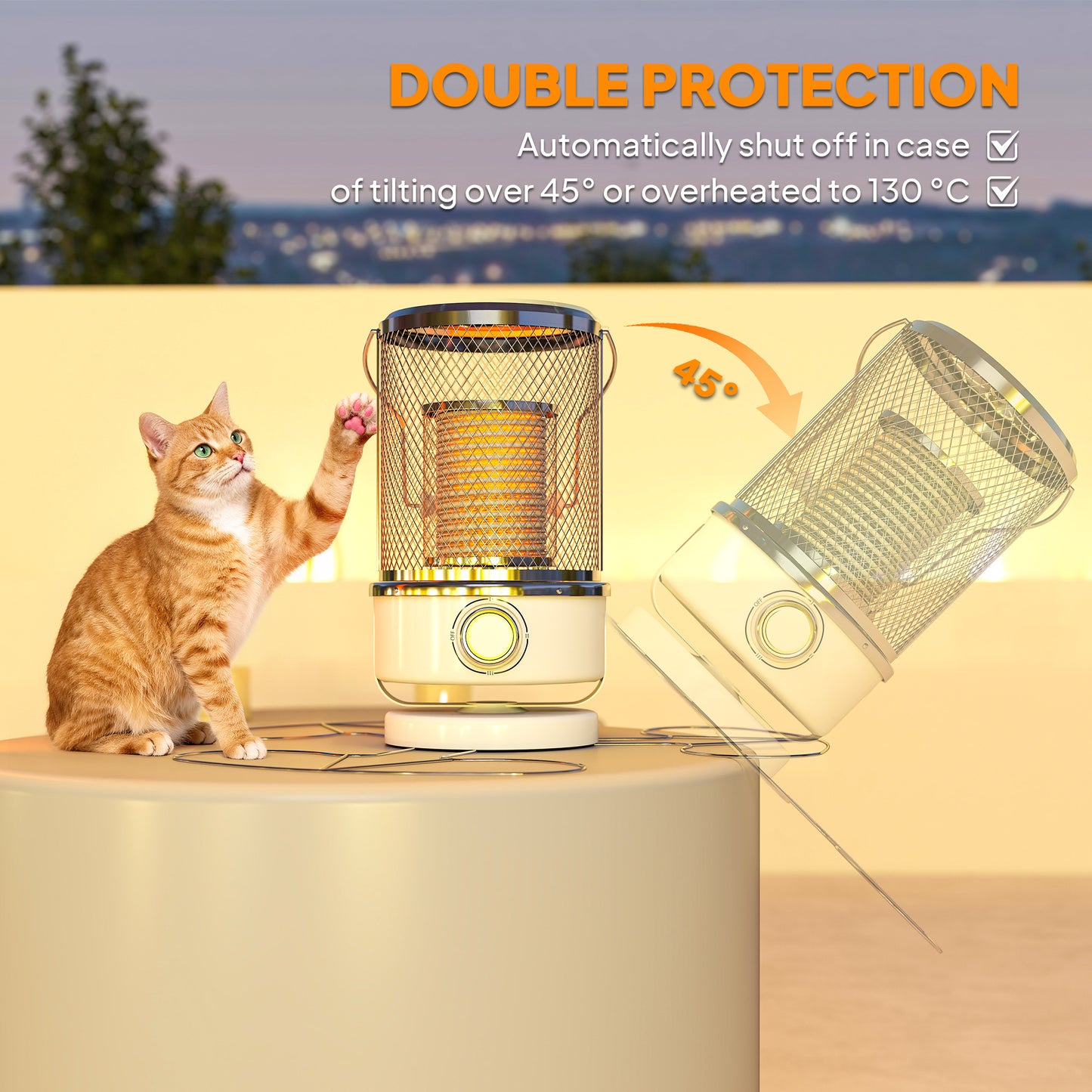 2000W Electric Patio Heater with 10-20㎡ Coverage, Separation Coil, Freestanding Outdoor Infrared Heater with Tip-Over Protection, Handle for Indoor and Outdoor Use, White