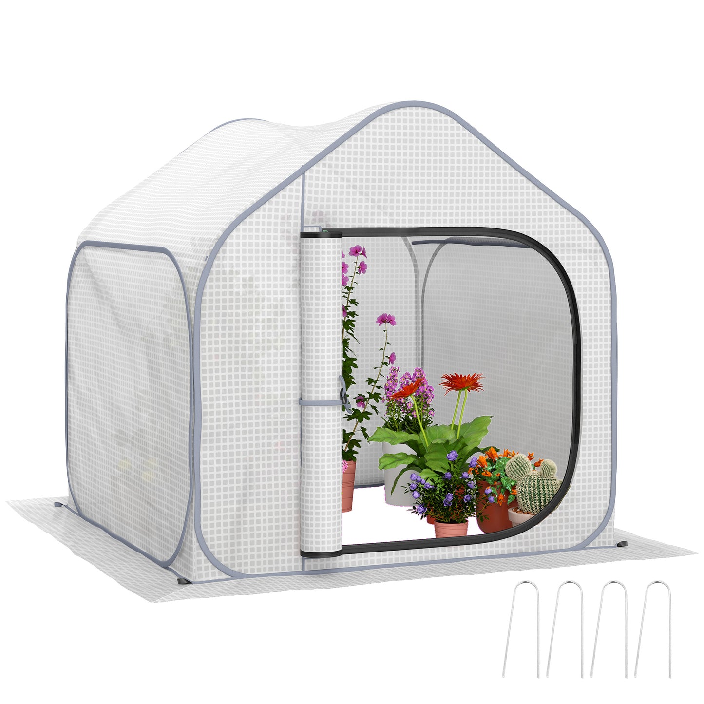 Outsunny 150 x 148cm Pop-Up Greenhouse - Green / White