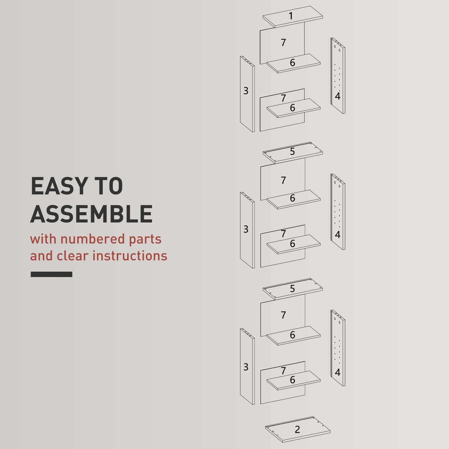 Homcom 260 Narrow CD Storage Unit - Grey / Black / White