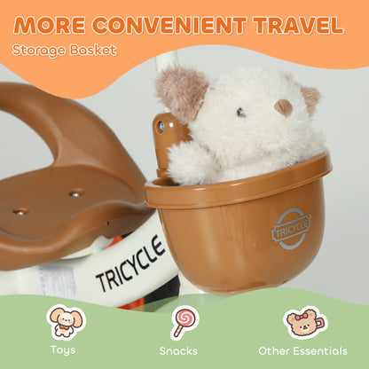 Kids Trike, Toddler Tricycle with Front Basket and EVA Wheels for Ages 2-5 Years, Indoor Outdoor for Boys Girls, Orange / Green