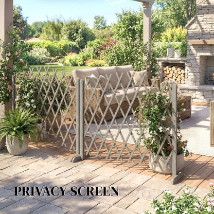 2 Pack Expanding Garden Fence Panels | 180cm Wide | Freestanding | Foldable | Varnished Fir Wood | Dark Grey