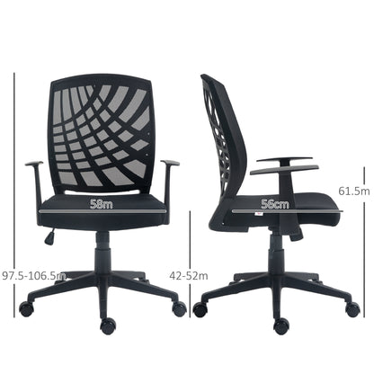 Ergonomic Office Chair, Height Adjustable Mesh Chair, Desk Chair with Swivel Wheels for Home Office, Black