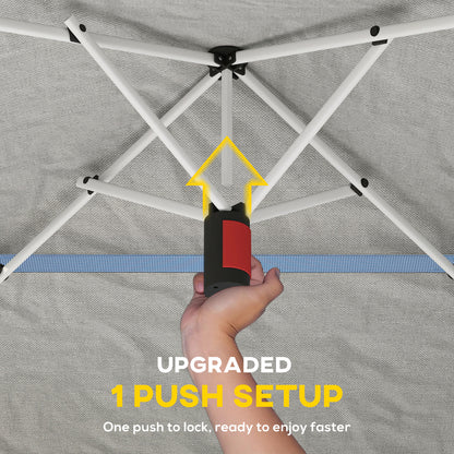 3.5x3.5m Pop Up Gazebo | One-Push Central Lock | Double-Tier UPF50+ 210D Oxford Fabric | 8 Rainwater Holes | 3 Height Settings | Windproof Level 4-6 | Snow Rated | Ropes & Stakes | Carry Bag | Blue & White