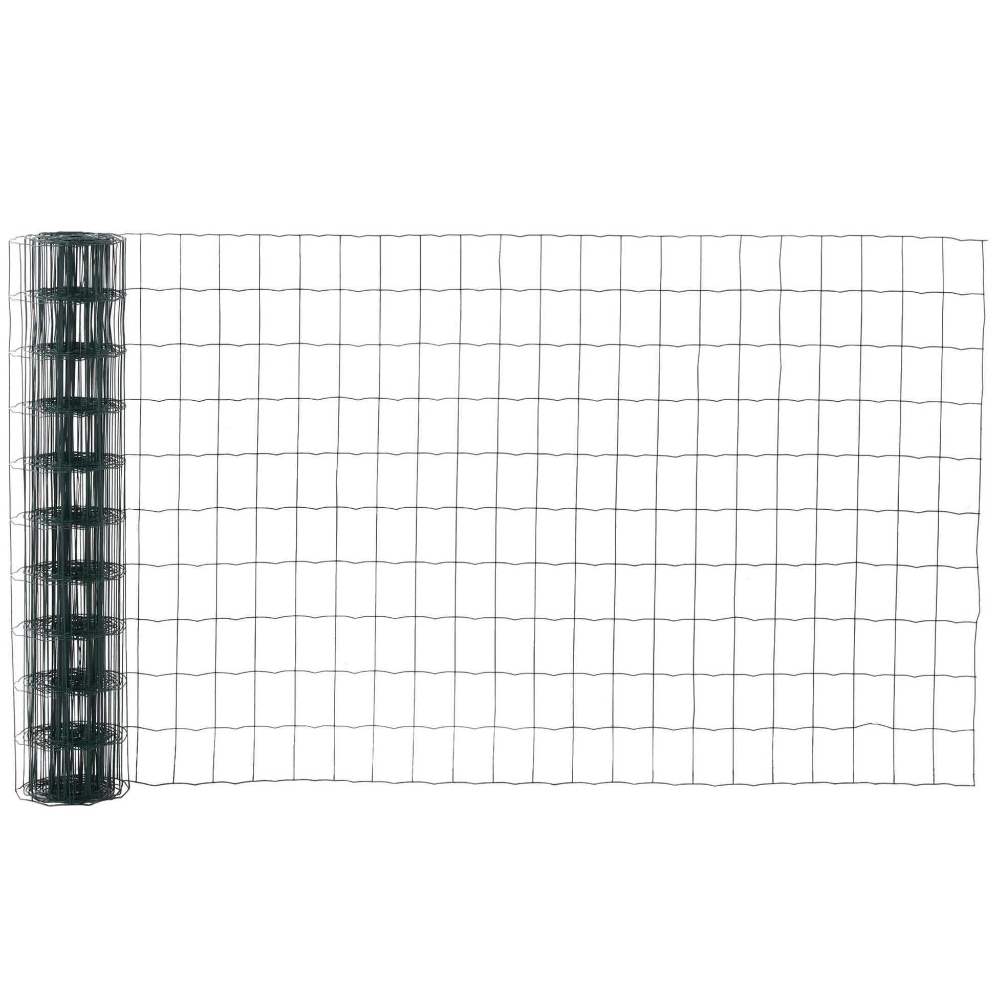 1m x 10m Chicken Wire Mesh, Foldable PVC Coated Welded Garden Fence, Roll Poultry Netting, for Rabbit, Green