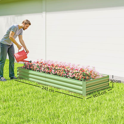 Galvanised Steel Raised Garden Bed | 2 Size Options 126x90.5cm or 241x90.5cm | Open Bottom | Rust-Resistant | Easy Assembly | Flowers Herbs & Veg | Light Green