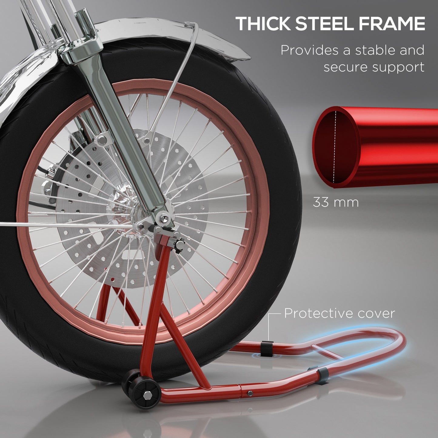 Rear Motorcycle Paddock Stand Motorbike Stand with Anti-Slip Mat, U-Shaped and L-Shaped Adapters, 200 kg Capacity, for 18", 17" and 10" Tyre