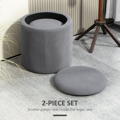 Set Of 2 Modern Storage Ottoman with Removable Lid - Light Grey