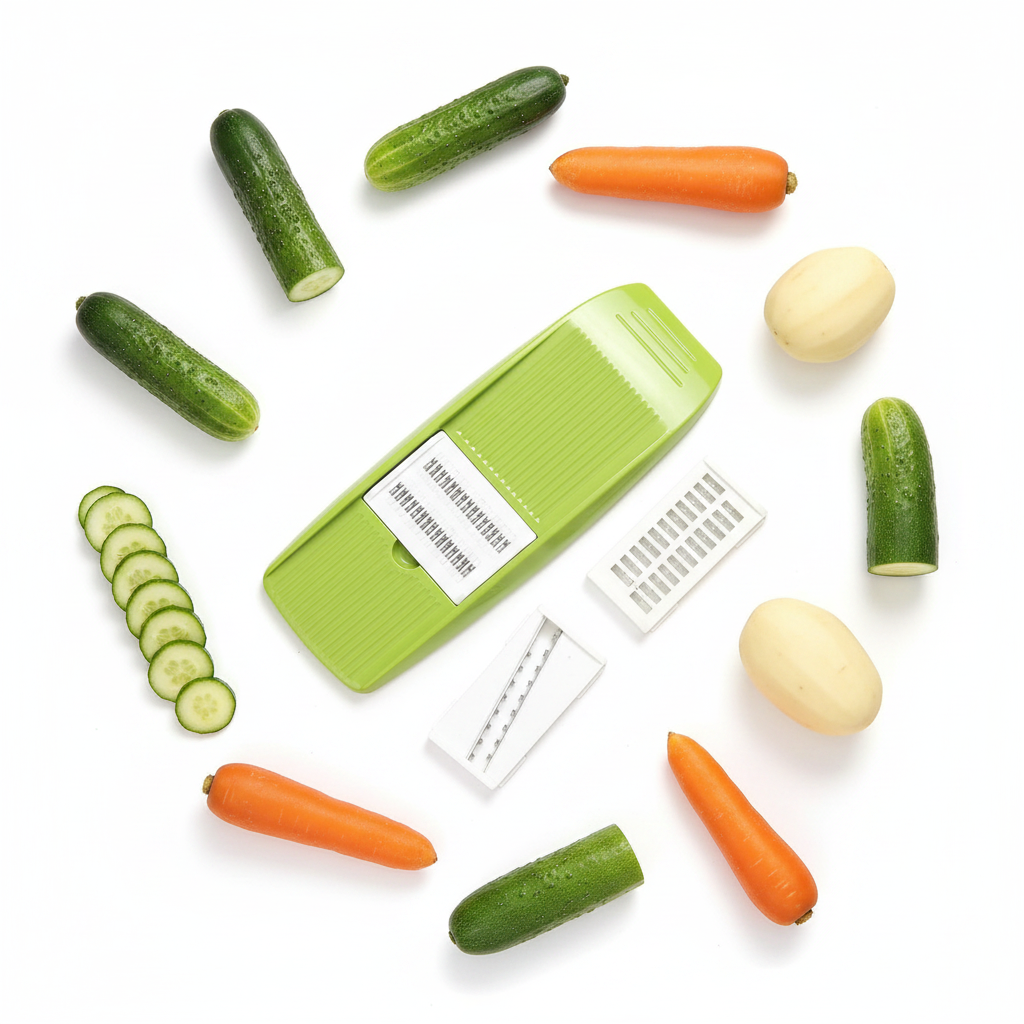 Stainless Steel Mandoline Slicer | 3 Interchangeable | Julienne Cutter | Potato Carrot Cucumber | Kitchen Food Prep