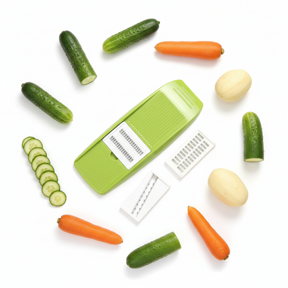 Stainless Steel Mandoline Slicer | 3 Interchangeable | Julienne Cutter | Potato Carrot Cucumber | Kitchen Food Prep