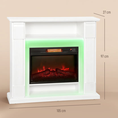6142 BTU Electric Fireplace and LED Mantel, 17-27°C - White