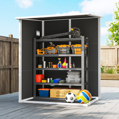 Aluminium Alloy & PP Lean-To Garden Storage Shed | Lockable Door | Lock & 3 Keys | Window | Vent | Sloped Roof | 40kg/m² Snow Rating | 122x149x192cm | 1.54m² | Black